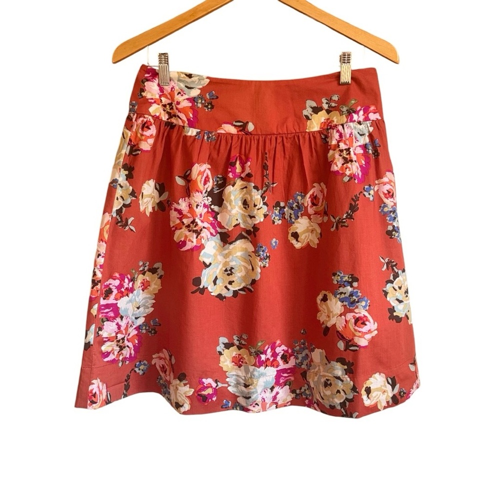 Garnet Hill Orange Floral Skirt Size 8
